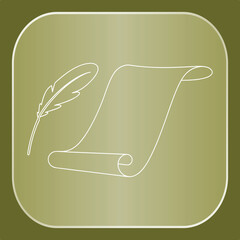 Elegant Vintage Quill Pen and Scroll Icon Depicting Ancient Writing and Historic Document Concepts for Education and Literature