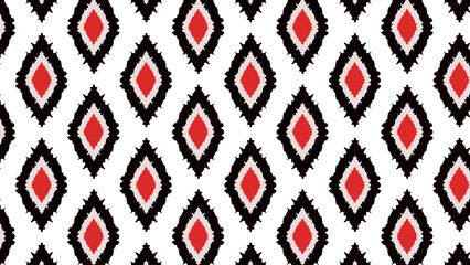 Red and black geometric diamond seamless pattern on white background perfect for fabric prints, wallpaper, wrapping paper and decor