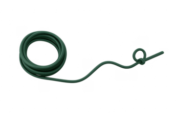 Green coiled electrical wire with knot