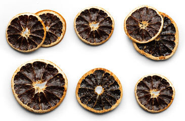 Dried grapefruit slices on transparent background