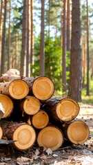 Stacked logs in a forest (4)
