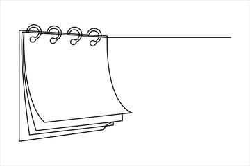 Continuous one line art drawing of calendar. memorable date, countdown, holiday, weekday and weekend design vector illustration concept