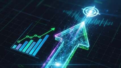 Advanced digital display showing financial analytics and predictive market performance data