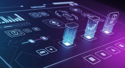 Futuristic Interface Design for Innovative Technology and Data Visualization