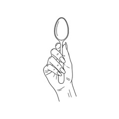 Icon of a beautiful female hand holding a spoon representing concepts of dining and culinary delights