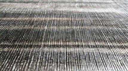 Striated pattern with reflective qualities, creating texture and depth in a linear arrangement.