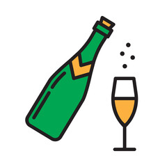 Champagne celebration line icon. Editable stroke, colorful vector illustration