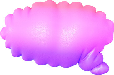 3D Fun pink speech bubble inflatable abstract balloon shape. Playful creative graphic form isolated clipart. Render of geometric modern y2k illustration