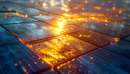 Electric Glow within Tech Tiles: A captivating image revealing a high-tech surface where energy crackles with an electric glow, symbolizing cutting-edge innovation.