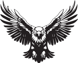 Fototapeta premium A striking black and white illustration of a majestic eagle with outstretched wings