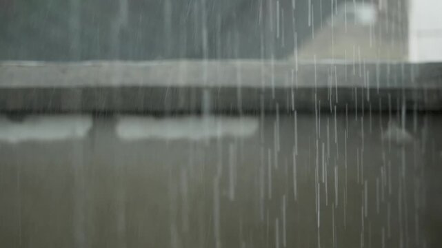 Heavy Rain and Thunderstorm Over Valley - Overcast Weather