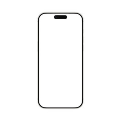 Silver/White Modern Smartphone Mockup Template (Dynamic Island style) with Blank Screen for App UI/UX Design and Digital Presentation.