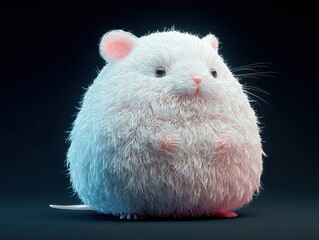 Fluffy White Rodent: A captivating, adorable creature with soft, radiant fur against a contrasting dark backdrop.
