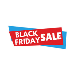 Modern Geometric Black Friday Sale Banner with Red and Blue Shapes for E-commerce Marketing, Retail Promotions, and Discount Advertising.