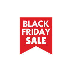 Simple Red Black Friday Sale Tag or Ribbon Label for Retail Discounts, Shopping Promotions, E-commerce Special Offers, and Advertising Banners.