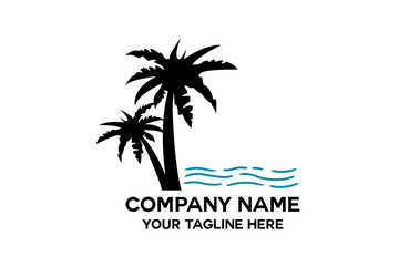 coconut tree logo on the beach