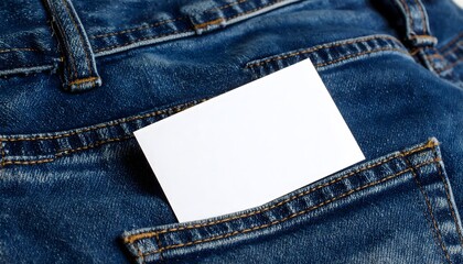 Blank White Card in a Dark Denim Jeans Pocket