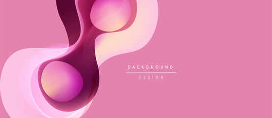 Abstract pink design features flowing shapes, gradients, soft curves. Modern aesthetic suitable for backgrounds, presentations.
