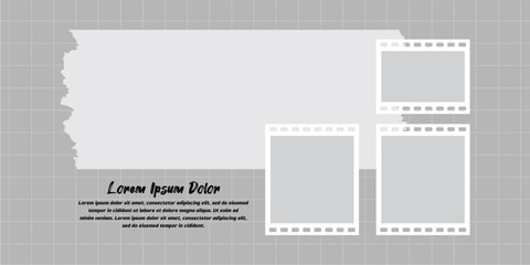 Pictures or photos frame collage, page grid layout abstract photo frames and digital photo wall template