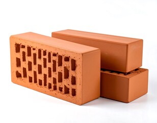 Stacked terracotta bricks against white