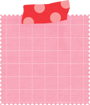 Cute Grid Memo Pink High Quality Isolated