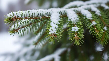 Snow-Dusted Evergreen Branch
