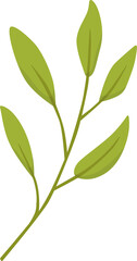 Illustration of Green Leafy Plant Stem