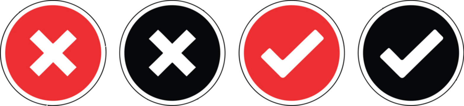 Red circle icons with white X symbols representing no, wrong and rejection states for interfaces, warnings and notifications.