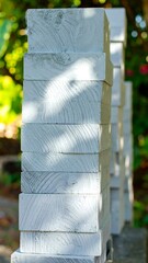 Stacked white blocks outdoors