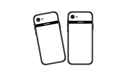 Tech Duo: Two sleek mobile devices, positioned to showcase their blank screens, offering a clean canvas for content, design, and innovation.