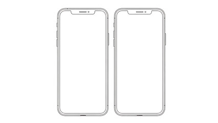 Twin Smartphones: Minimalist illustration of two smartphones, focusing on their sleek design. A modern aesthetic emphasizes clean lines and screen space.