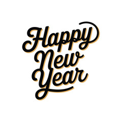 Happy New Year Handwritten Typography Greeting Design