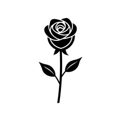 Minimalist Rose Flower Icon on White Background.