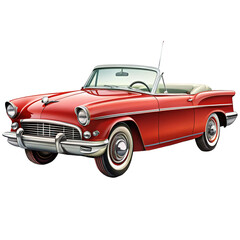Classic Convertible Car Illustration on transparent background 