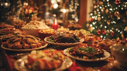 Christmas, Christmas trees, and all kinds of delicious food.