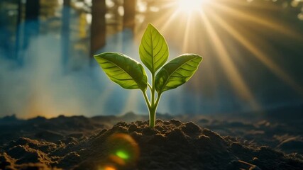 Vibrant Green Sprout Flourishing in Sunlight Symbol of Growth New Beginnings and Nature s Resilience