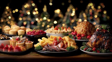 Christmas, Christmas trees, and all kinds of delicious food.
