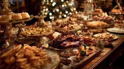 Christmas, Christmas trees, and all kinds of delicious food.