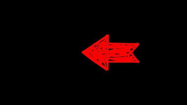 Sketch style back pointer animation for UI tutorials presentations creative navigation element hand drawn motion graphics loop asset