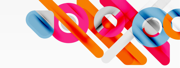 Fototapeta premium Abstract design features colorful overlapping shapes. Modern aesthetic, vibrant hues create dynamic composition. Clean lines, simple geometry.
