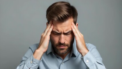 Video A person struggling with mental health issues or emotional pain holds their head in both hands, symbolizing distress and despair - Powered by Adobe