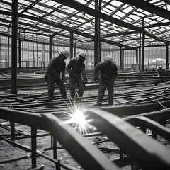 construction workers at work