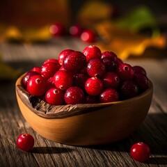 Fresh Cranberries on Ceramic bowl
