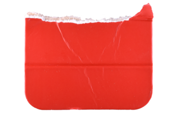 Red Cardboard Piece with Curved Cut. Textured red cardboard scrap with rounded cut shape. Perfect for collage projects, posters, bold graphic elements and minimal layouts.