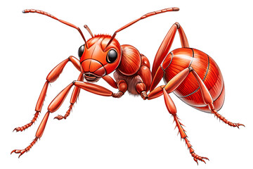 red ant line isolated on white background ,PNG. AI Generated
