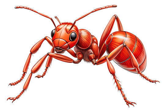 red ant line isolated on white background ,PNG. AI Generated