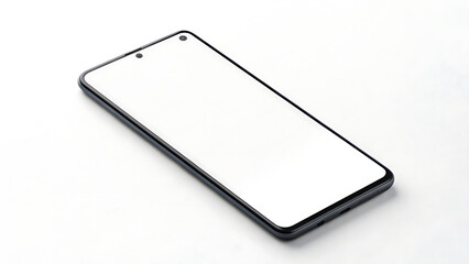 Modern smartphone with blank screen isolated on white