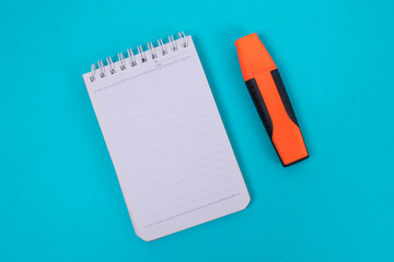 Flat Lay of Student Essentials Highlighter and Notes for Study