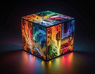 Glowing circuit cube