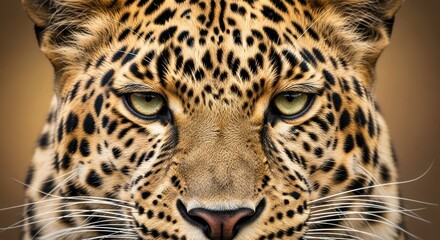 Intense leopard gaze with focused eyes and distinctive rosette pattern